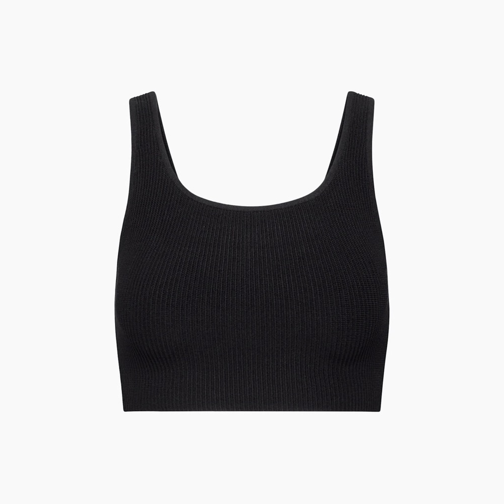 Babaton Sculpt Knit Squareneck Cropped Tank in Black